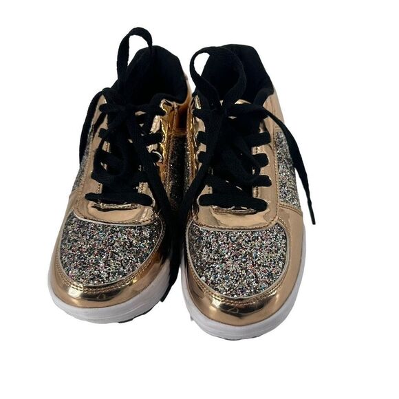 Glitter Metallic Rocking Sneakers Fashion Rose Gold Rainbow Glitter US Size 7 - Picture 4 of 10